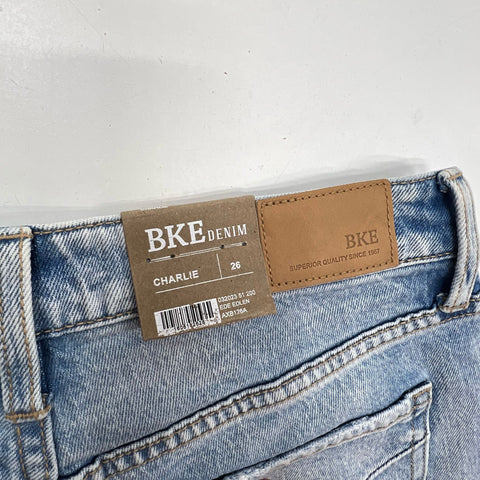 BKE Denim Charlie Light Wash Distressed Mid Rise Mom Jeans Women's 26 NWT