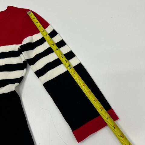 JHH Red Black Striped Colorblock Knit A-Line Sweater Dress Women's M NWT