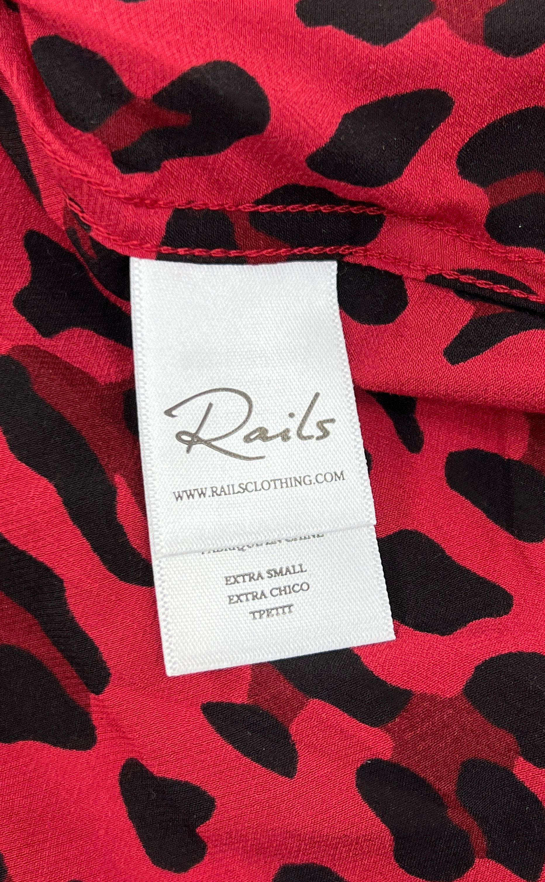 NWT Women's Rails Red Leopard Long Sleeve Button Up Blouse Top - Size XS