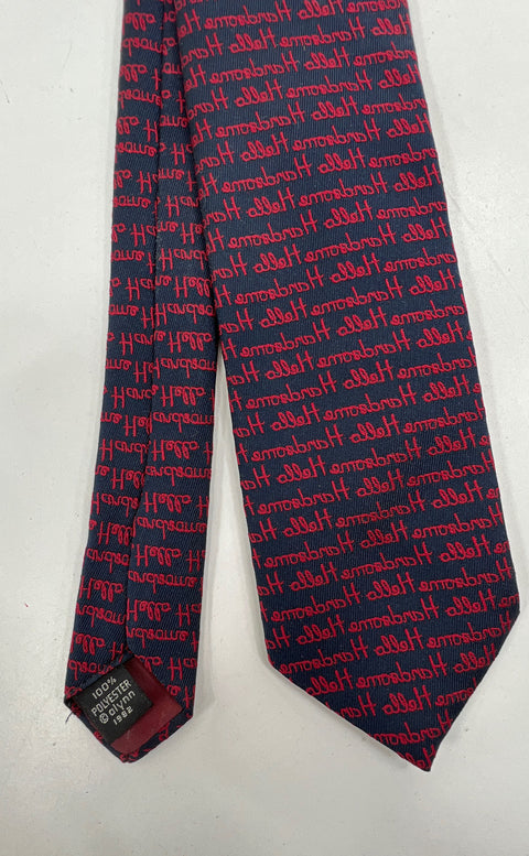 Vintage Men's Alynn Navy & Red "Hello Handsome" Neck Tie