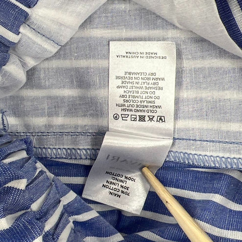 Kivari NWT Elara Ocean Stripe Cotton Linen Paperbag Shorts Women's S/8