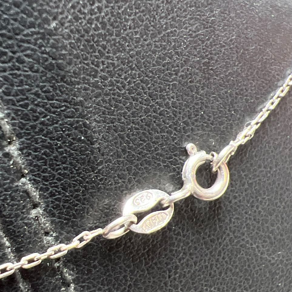 Sterling Silver Gemstone Cross Pendant Necklace 3.43g
