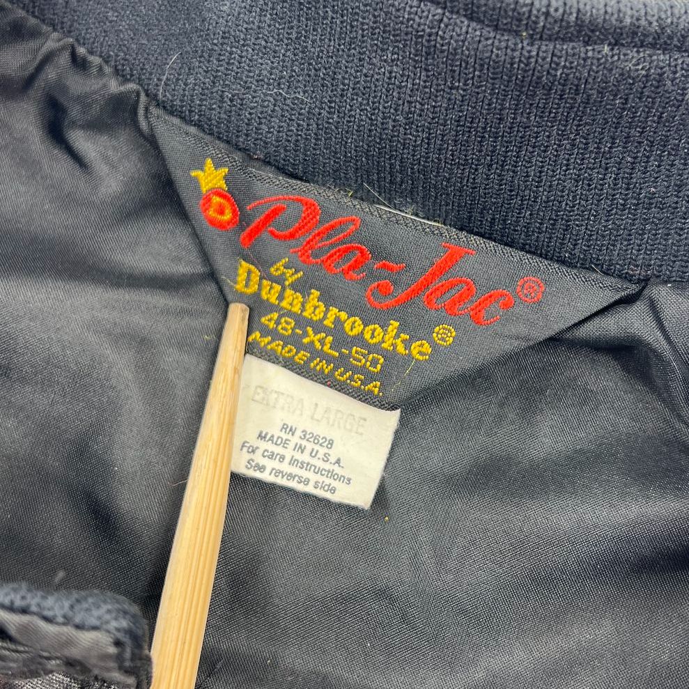 Vintage 80s Pla-Jac Union Pacific System Satin Bomber Jacket Made in USA Sz XL