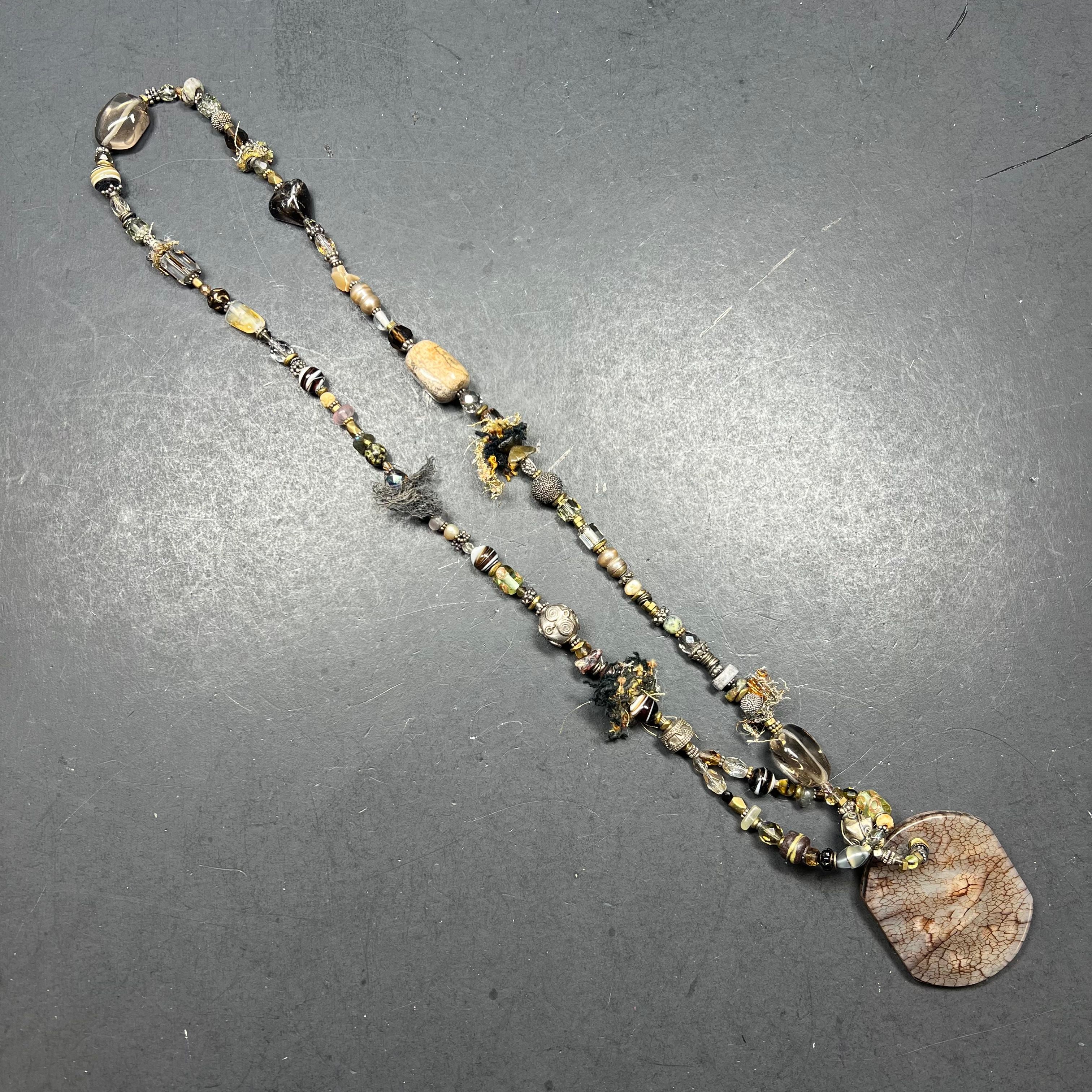 Handcrafted Earthy Tone Stone Beaded Necklace