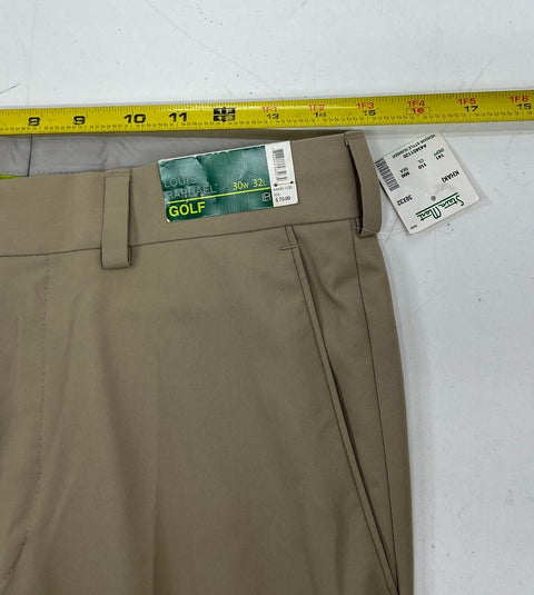 NWT Louis Raphael Khaki Tan Sorbtek Twill Flat Front Golf Pants Men's 30x32