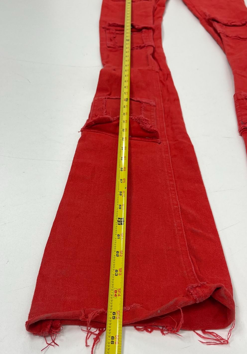 Si Tu Veux Red L'homme Super Stacké Flare Leg Cargo Jeans Men's 32 NWT