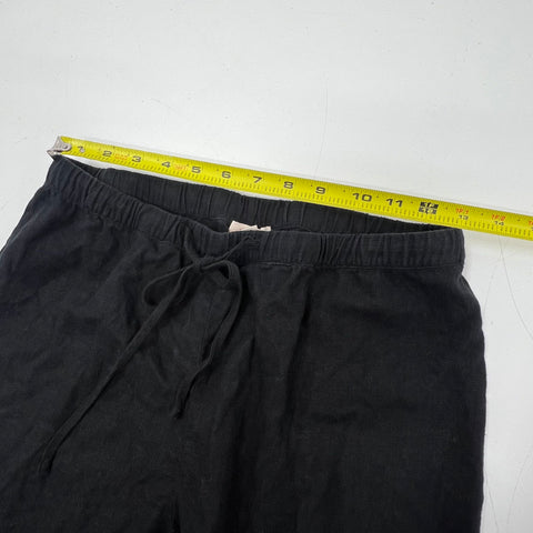 Camila Coelho Ira Black Linen Blend Floral Cutout Wide Leg Pants Women's S