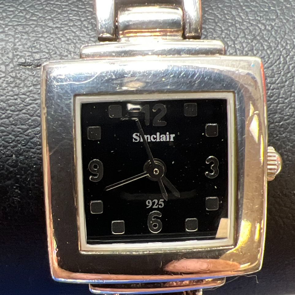 Sinclair S232 925 Sterling Silver Square Wristwatch New Battery