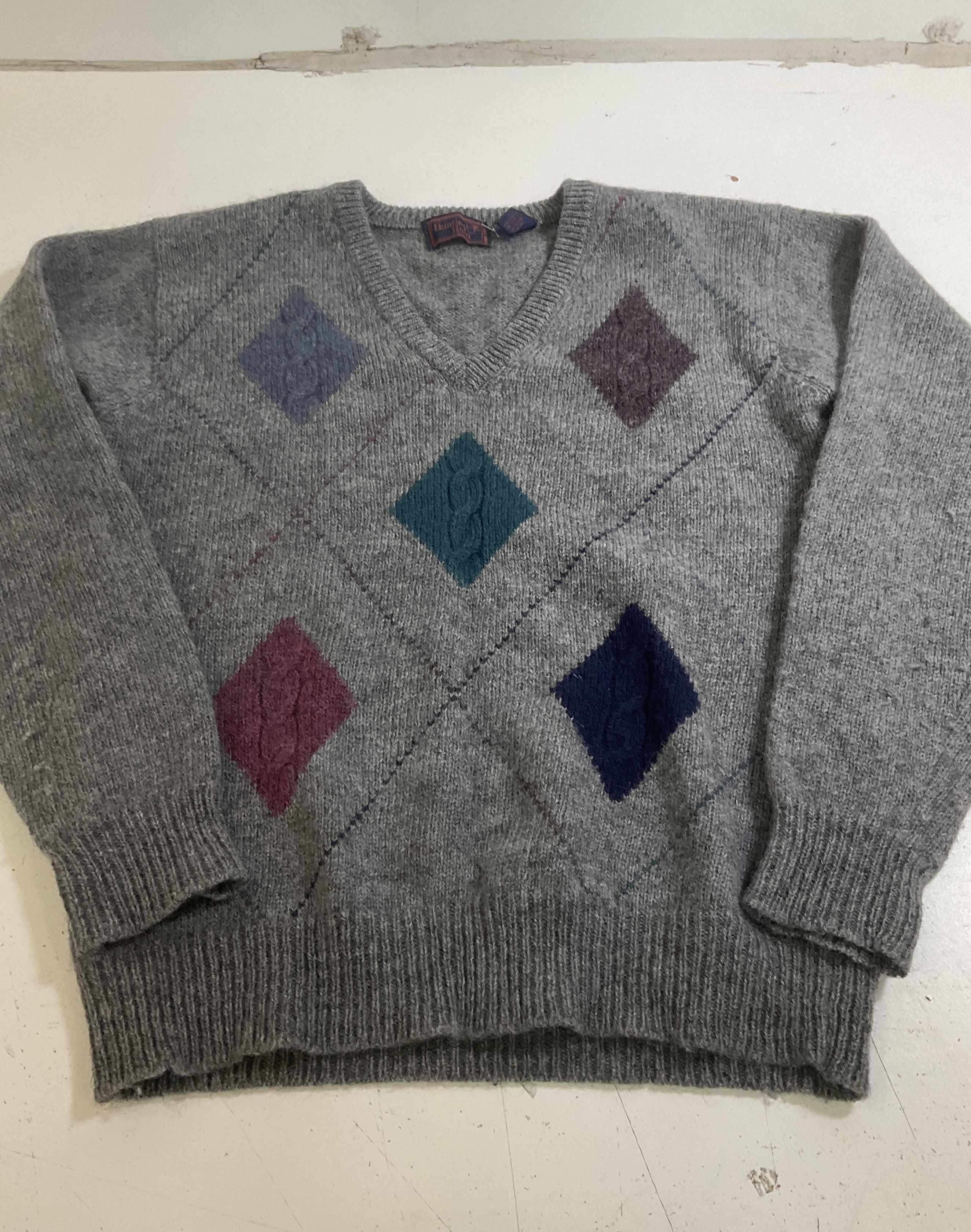 Vintage Sweater Lot 3 Pendleton Liz Baker Hunting Horn Wool Argyle Plaid