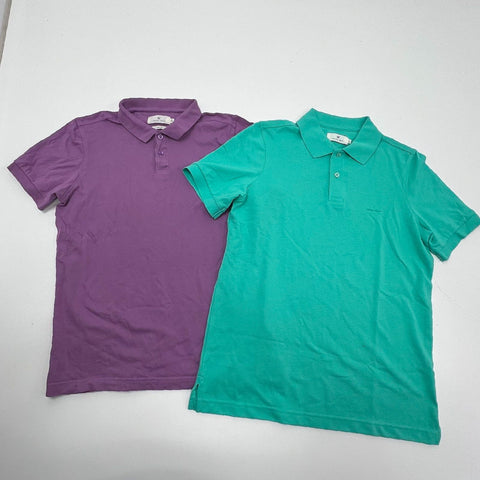 Lot of 2 Arturo Calle Mens Polo Shirts Teal & Purple 100% Cotton Sz S