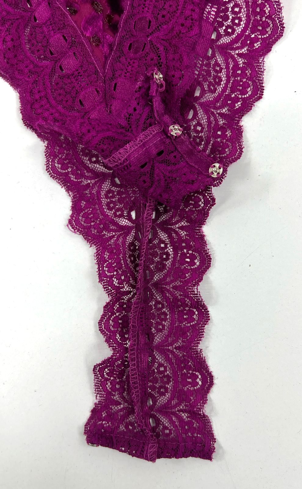 VTH Women's Victoria's Secret Magenta Floral Lace & Velvet Teddy - Size Medium