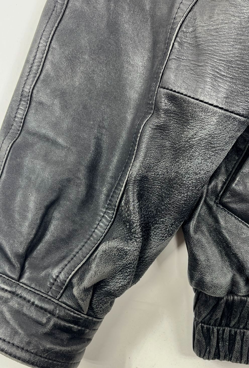 JT Beckett Black Vintage 90s Genuine Leather Bomber Jacket Men's L