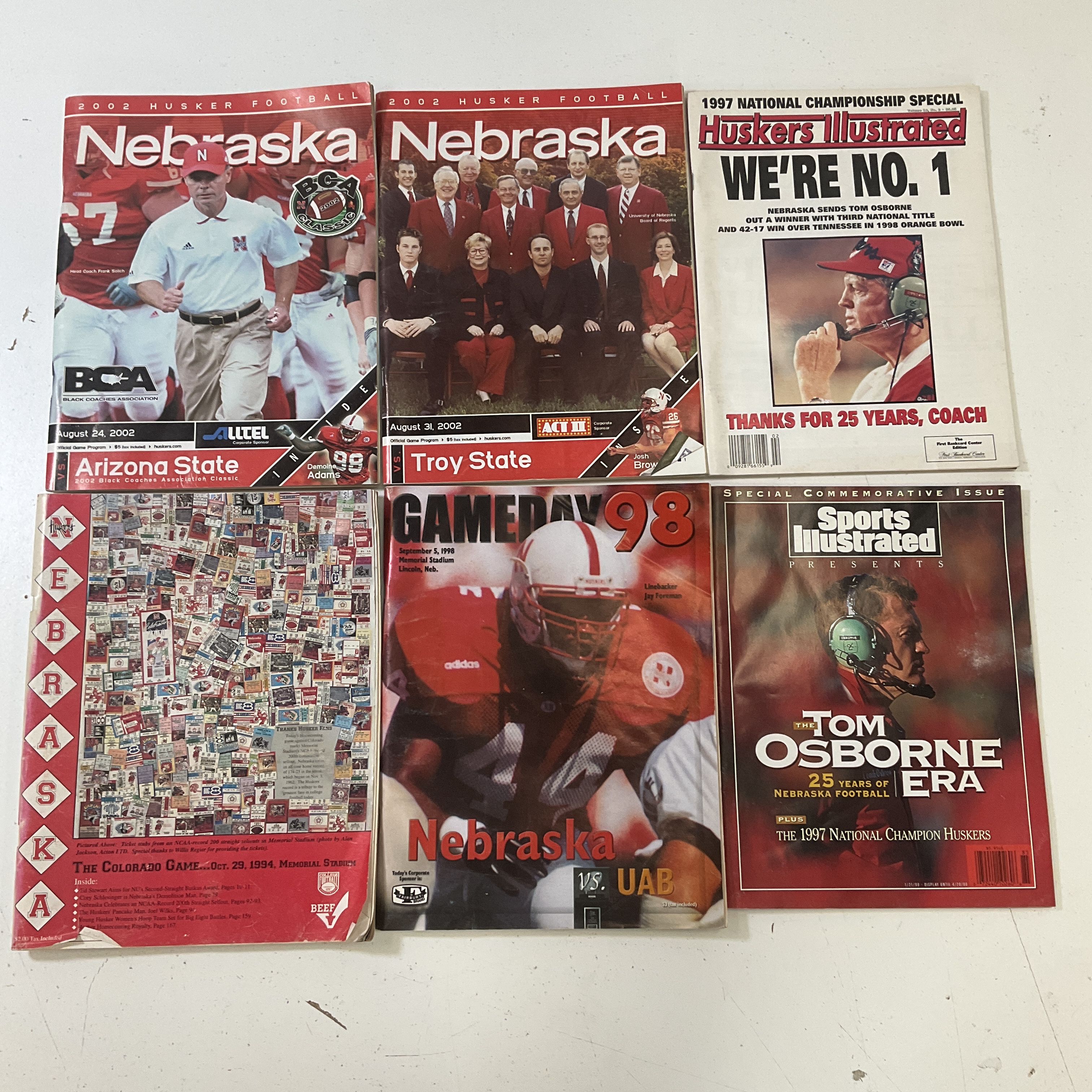 6 90s Early 2000s Nebraska Cornhuskers Game Programs & Magazines READ