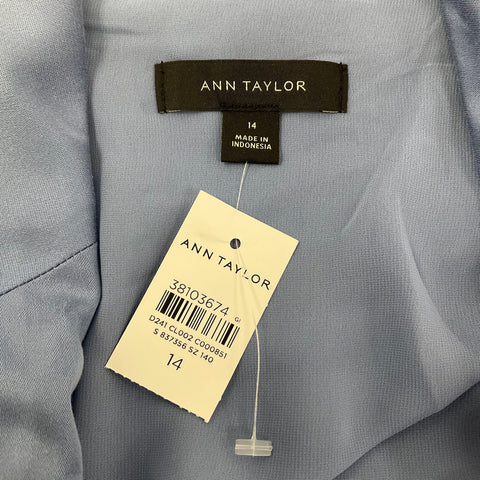 Ann Taylor NWT Blue Lyocell Drapey Open Front Trench Jacket Women's Size 14