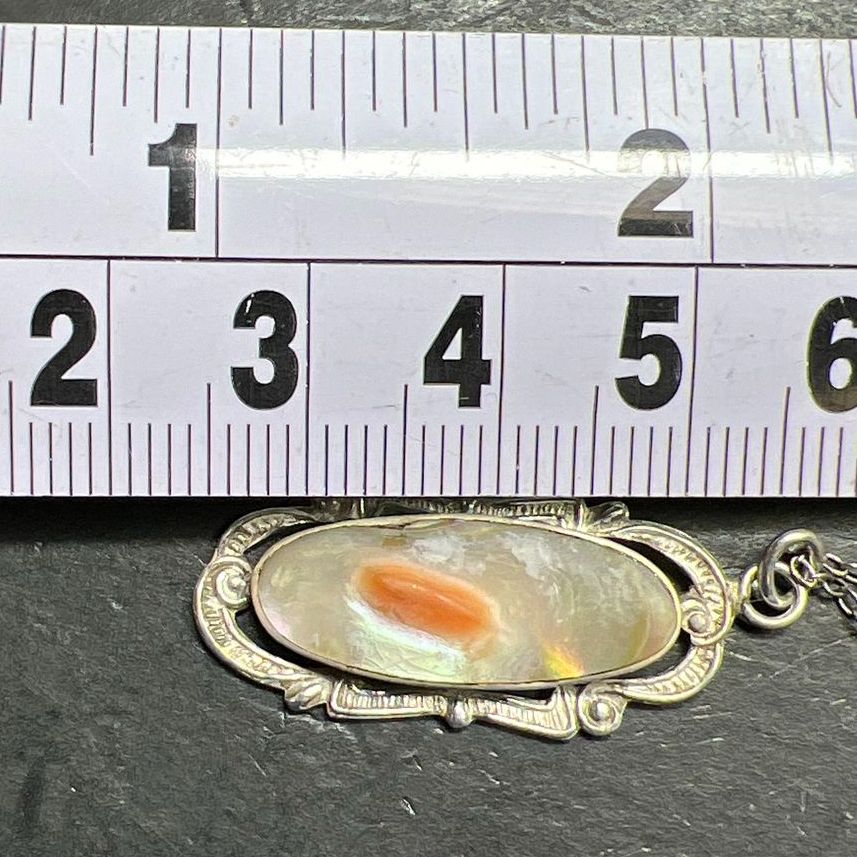 Sterling Silver Abalone Shell Pendant Necklace 3.51g