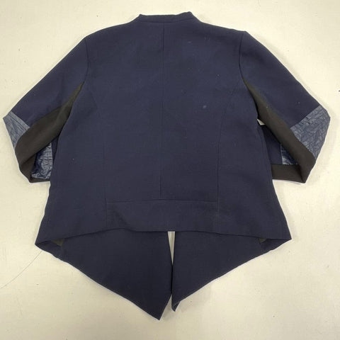 NWT Gianni Bini Natalia Navy Blue Moto Drape Front Jacket Blazer Womens S
