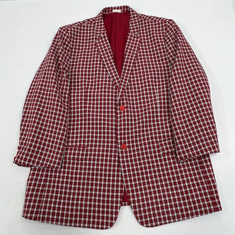 Stacy Adams Red White Plaid Check Two Button Sport Coat Blazer Men's 48L