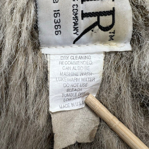 Vintage 80s Blair Gray Taupe Shag Faux Fur Teddy Coat Jacket Women's