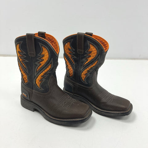 Ariat Youth Workhog XT VentTEK Brown Black Pull On Work Boots Size 4