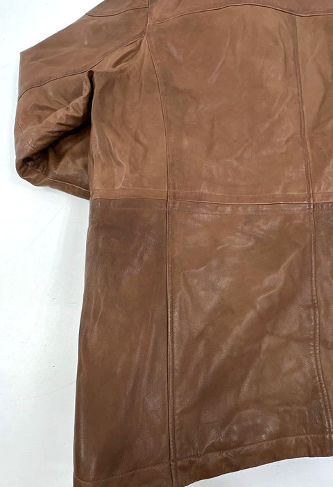 Wilsons Leather Brown Soft Leather Field Utility Full Zip Jacket Men's XL