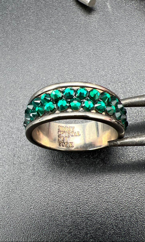 Jimmy Crystal New York Green Crystal Ring & Hoop Earrings Set NWT Size 9