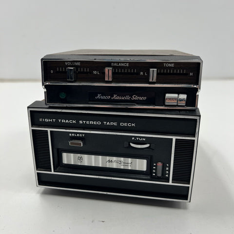 Vintage Kraco Cassette Player & Metro Sound 8-Track Tape Deck Stereo Lot