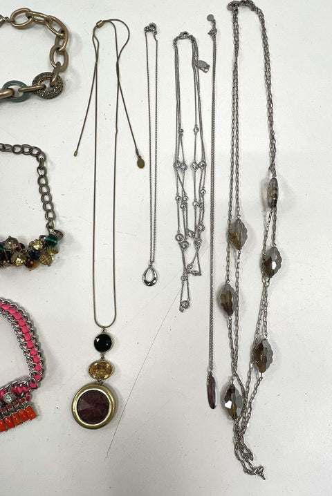 Loft Costume Jewelry Lot of 8 Necklaces Bracelets Rhinestone Chunky Style