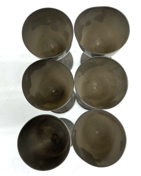 Vintage Pewter 12 Piece Lot Goblets Creamer Sugar Gravy Boat Compote Basket