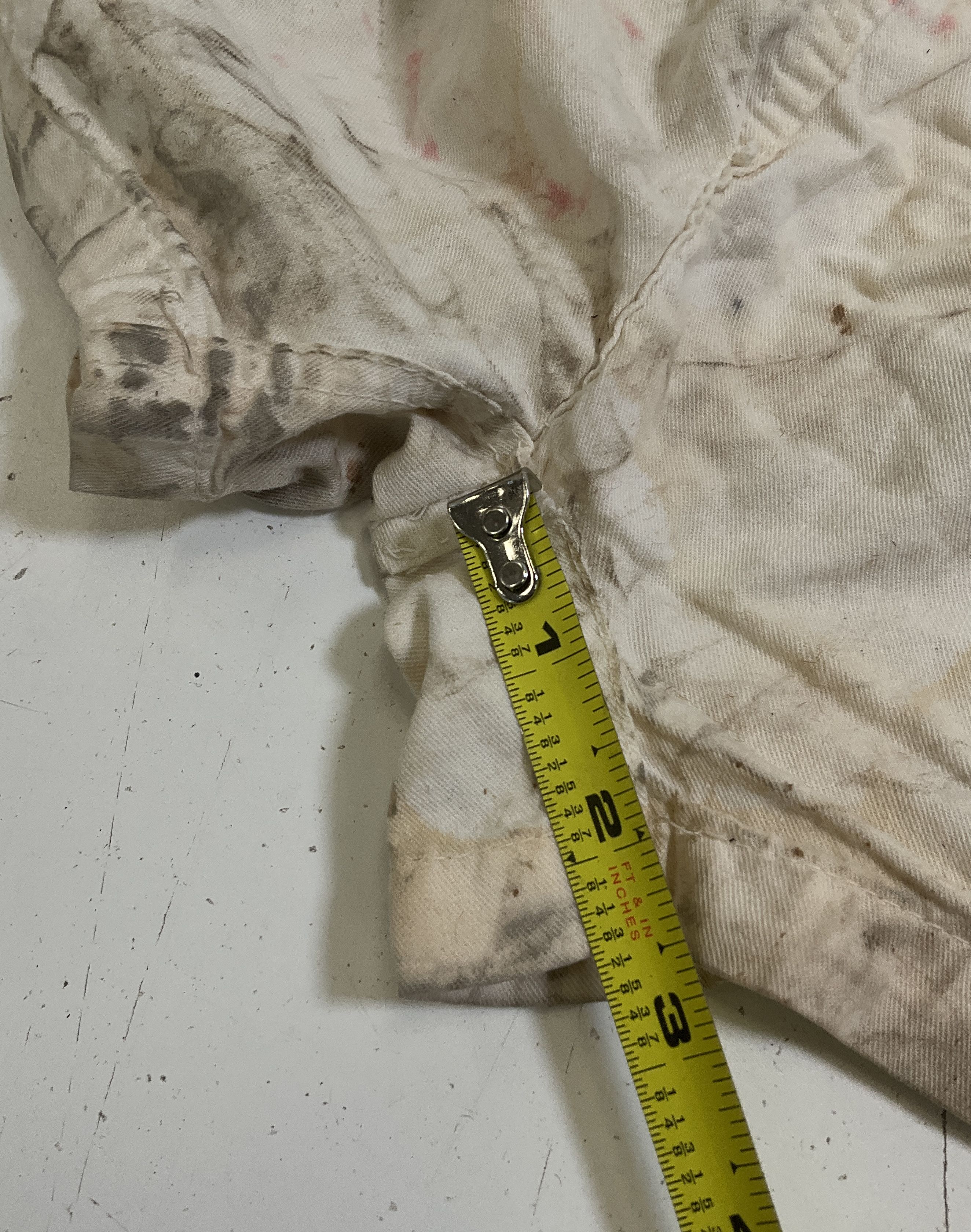 Vintage 70s Pepperell Off White Thrashed Cotton Distressed Gym Shorts Men's 34