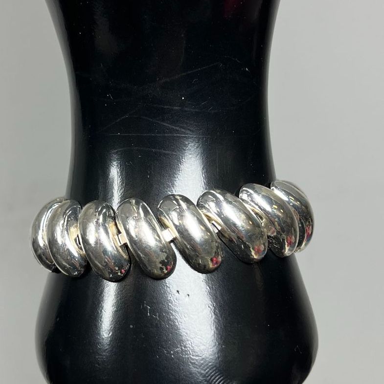 Vintage Napier Macaroni Link Silver tone Bracelet 28.19g