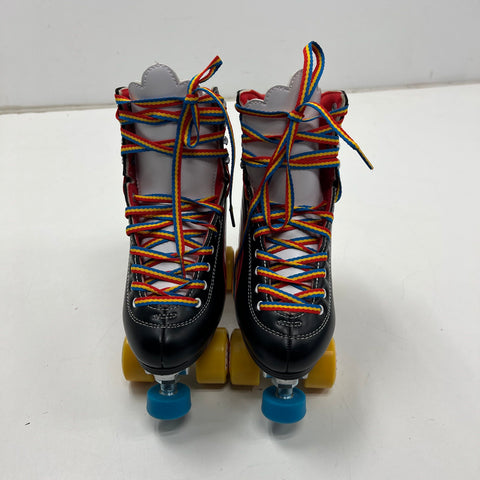 Moxi Rainbow Rider Black Rainbow Quad Roller Skates Size 6