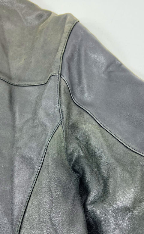Vintage 90s Members Only Leather Bomber Full Zip Jacket Black Sz L