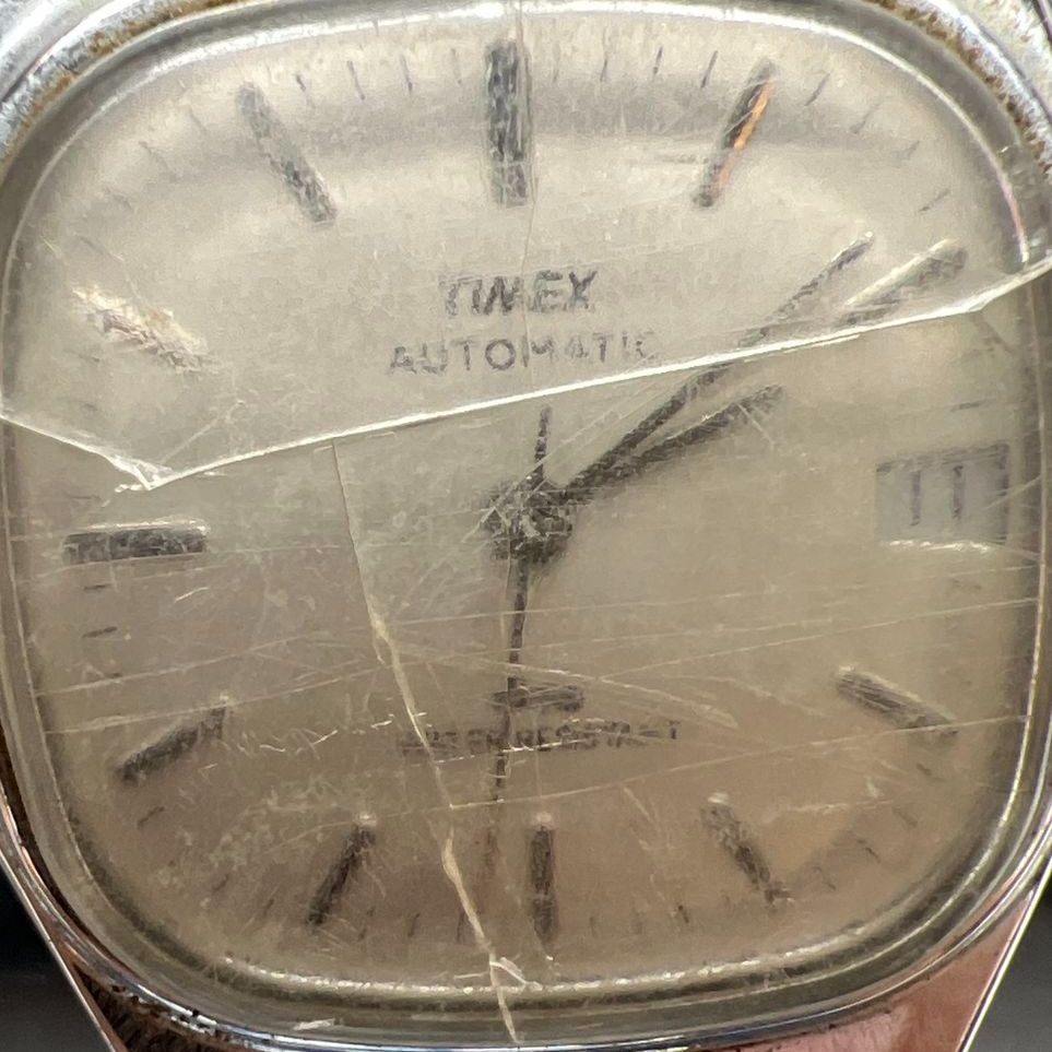 Timex Automatic 1983 E Line Watch Ticking *Cracked Scuffed Crystal