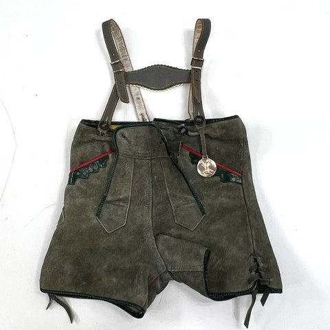 Bergfreund Vintage Gray Suede German Lederhosen Shorts Oktoberfest Youth Size 24