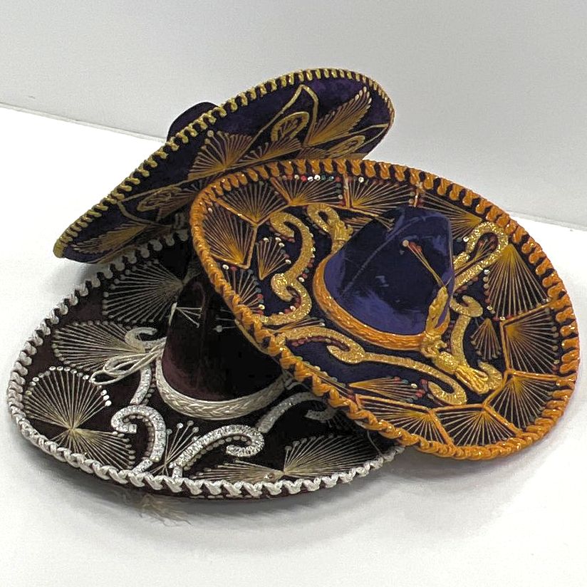 Vintage Men's Pigalle & Callidad Gold Braid Embroidered Velvet Sombrero Lot