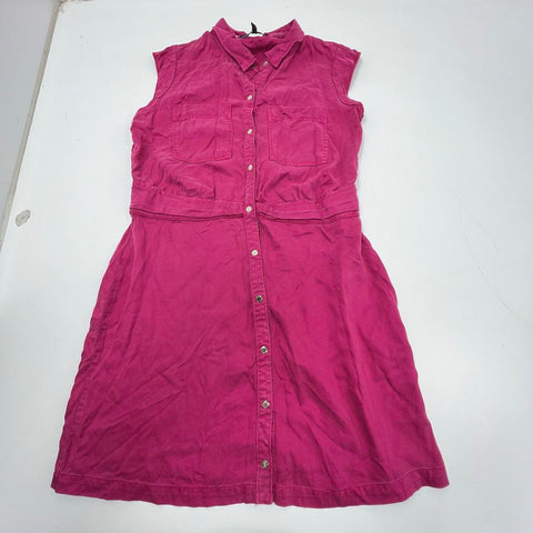 White House Black Market Utility Shirt Dress Sleeveless Lyocell Pink Kiss Sz 18