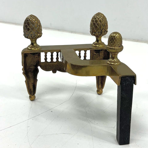 Antique Federal Revival Brass Andirons Fire Dogs Pineapple Finial Pair