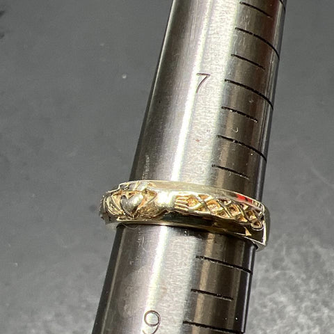 925 Sterling Silver Claddagh Gold Tone Ring Size 8 5.47g