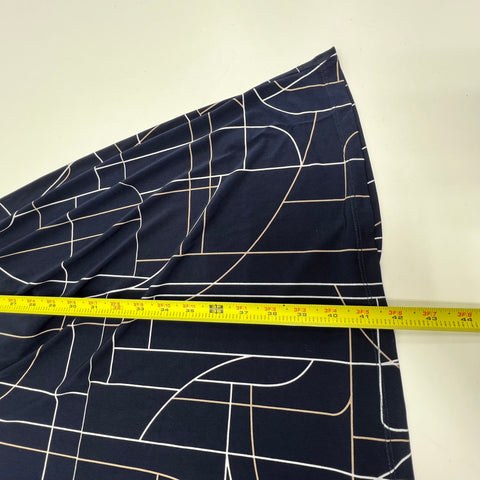Compli K NWT Navy Blue Geometric Ruched A-Line Dress Women's M