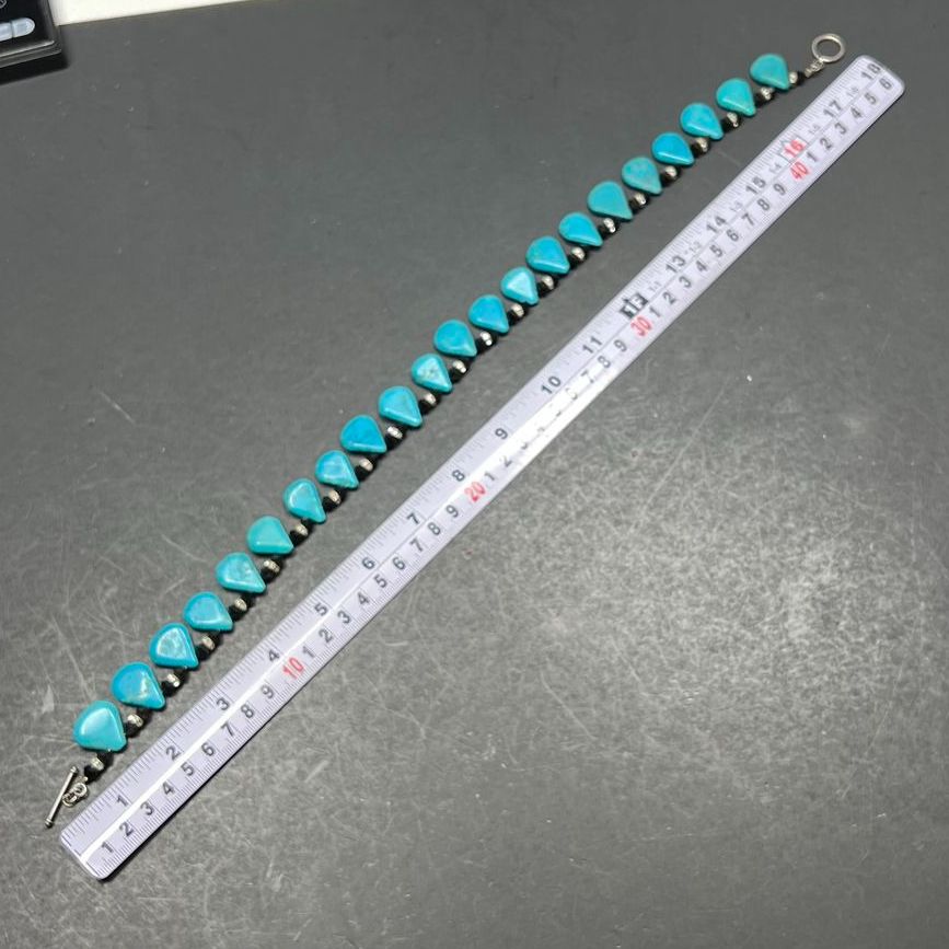 Turquoise Drop Black Beaded & Rhinestone Necklace