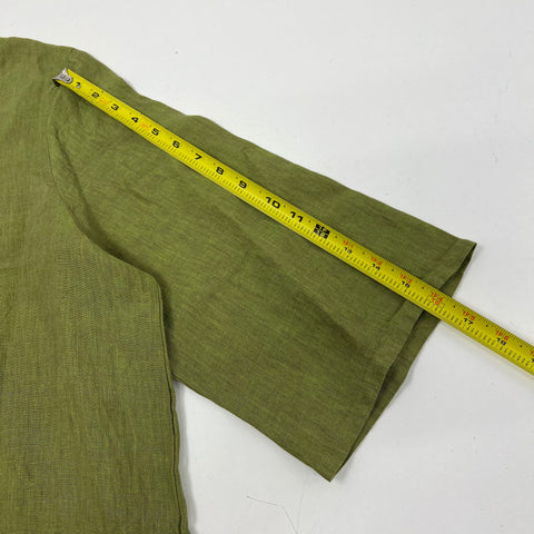 NWT Brynn Walker Olive Green 100% Linen Tunic A-Line Dress Made in USA Size L
