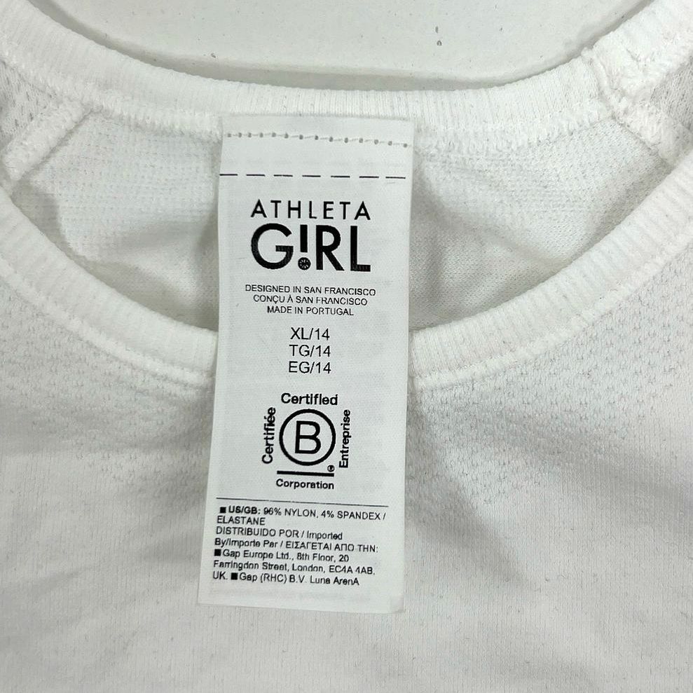 NWT Girl's Juniors Athleta Girl White Long Sleeve Active Wear Top - Size XL