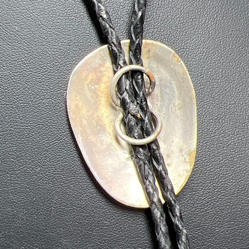 Vintage Alpaca Mexico Horse Abalone Chip Bolo Tie