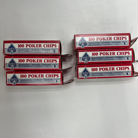 Vintage 1992 Hoyle Poker Chips Lot of 6 NOS 100 ct Boxes Made in USA