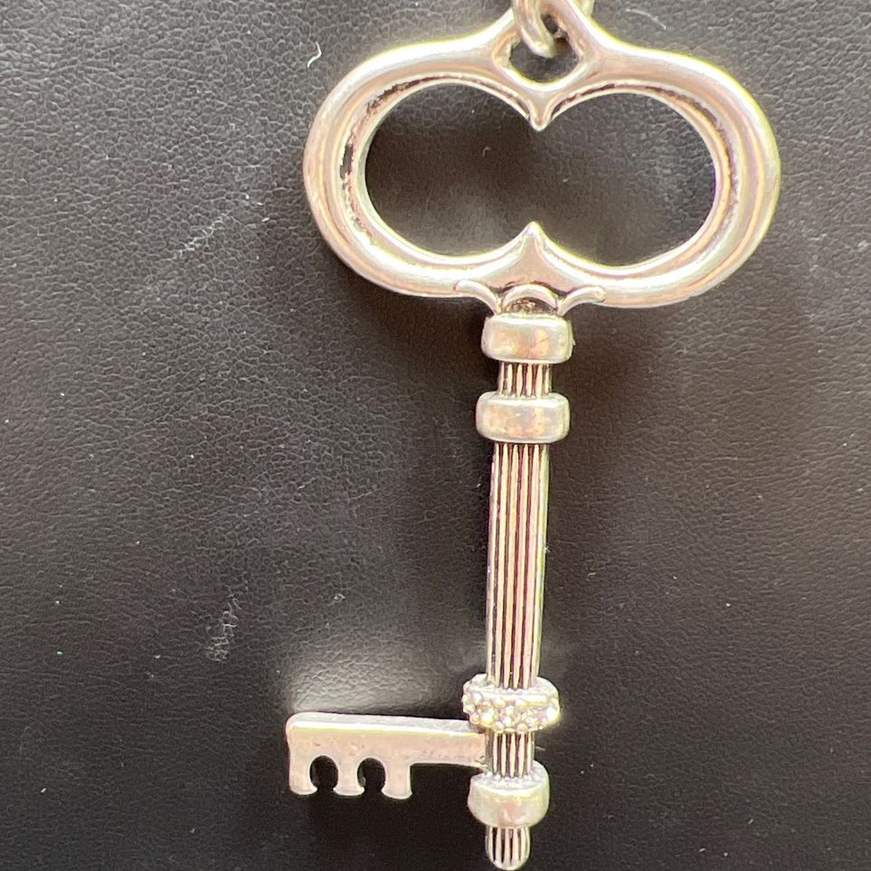 Chico's Key Silver Tone Pendant Necklace