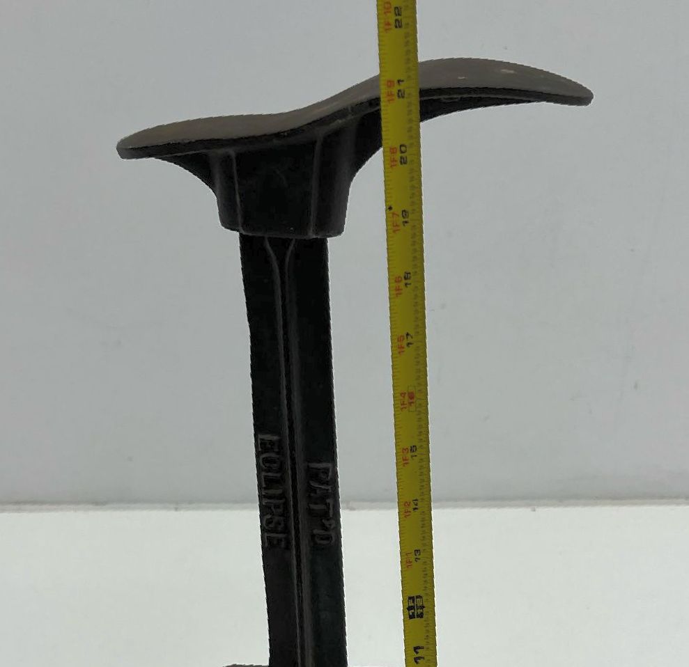 Antique Cast Iron Cobblers Shoe Stand Equipment Eclipse on Wood Block Base