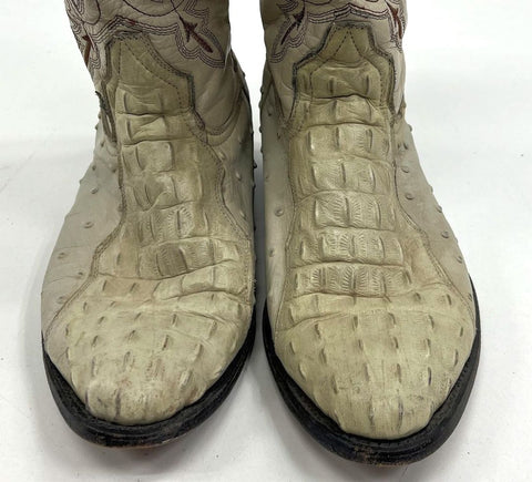 Jugo Boots Hornback Caiman Ostrich Quill Western Cowboy Boots Mens Size 9.5