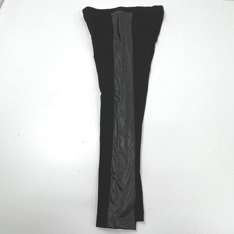 Cache NWT Black Faux Leather Stripe Tuxedo Skinny Leggings Womens Size 10