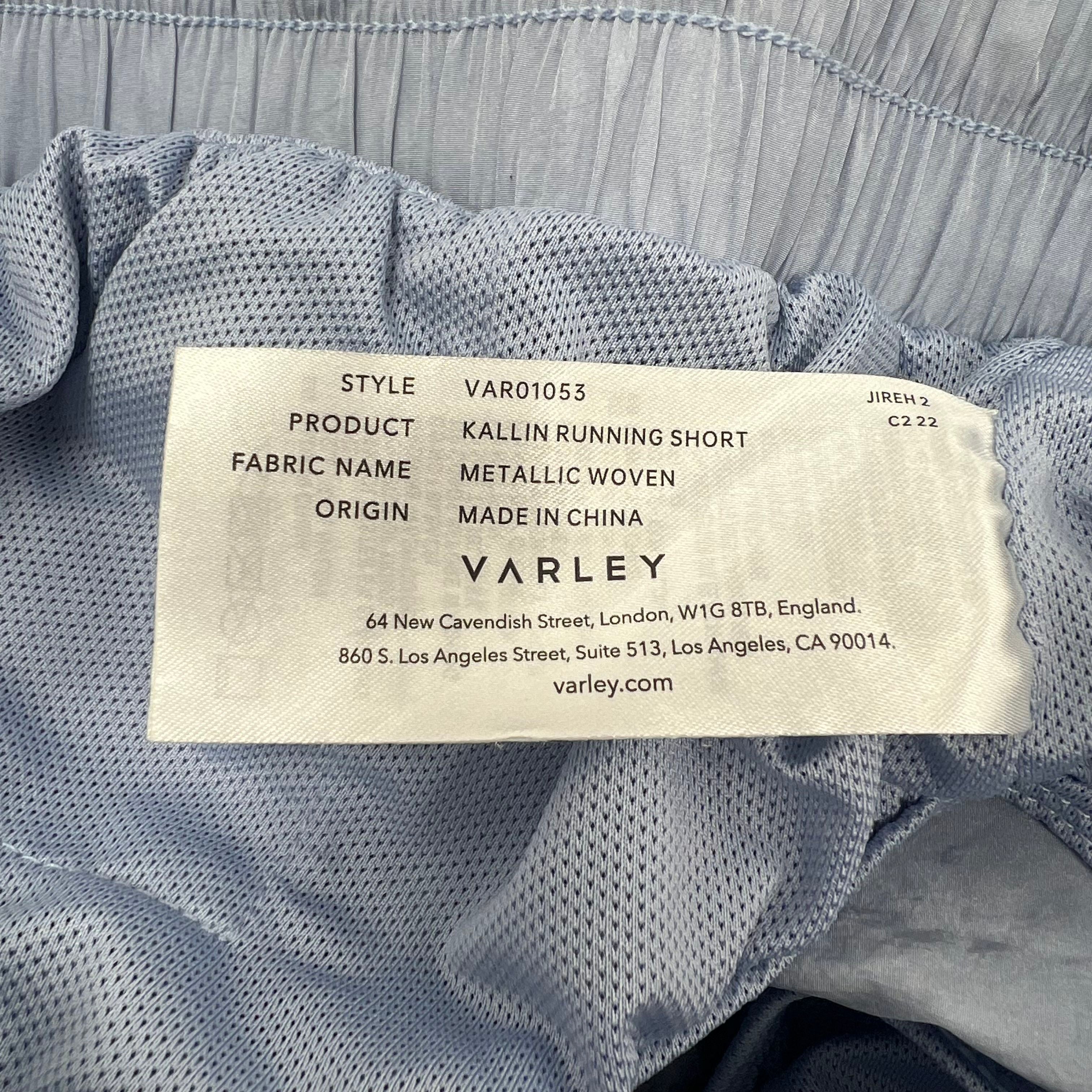 Varley Kallin Running Short Metallic Woven Blue Women's Size Small 3" Band