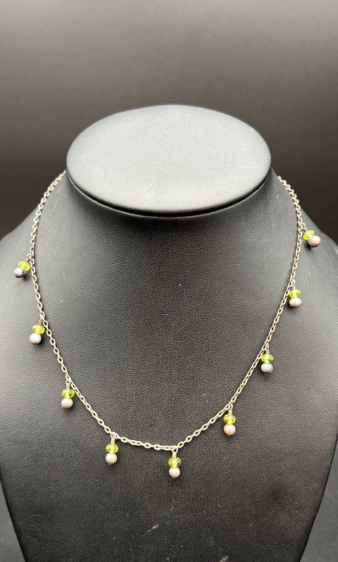 Lot of 4 Sterling Silver 925 Beaded Pearl Gemstone Chain Necklaces